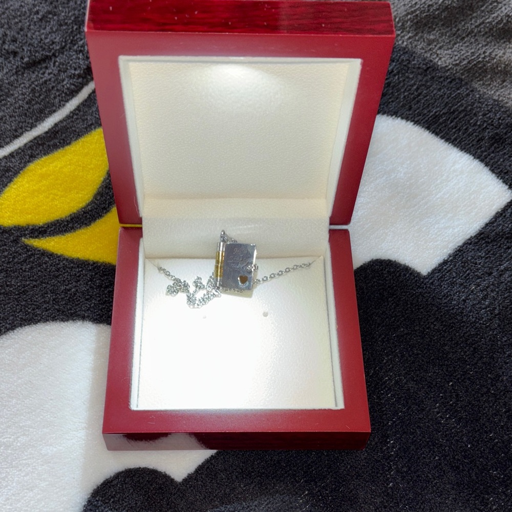 Silver Book Locket Pendant Necklace - Silver Gold color for Daughter